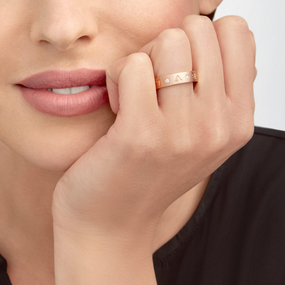 [Resenly Jewelry]ZERO 1 ESSENTIAL PINK GOLD BAND WITH DIAMONDS RING