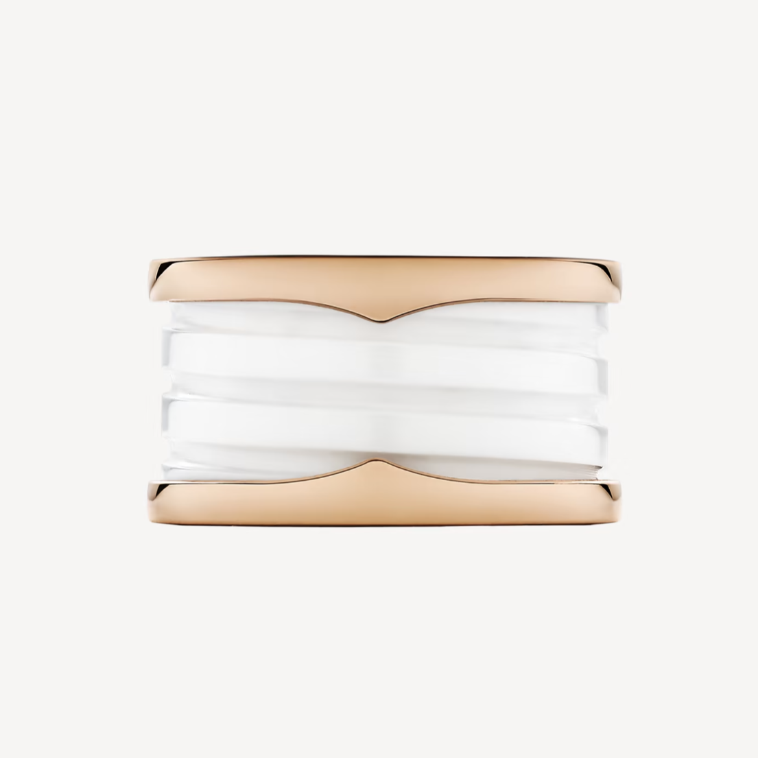 [Resenly Jewelry]ZERO 1 FOUR-BAND LOOPS AND WHITE CERAMIC SPIRAL PINK GOLD RING
