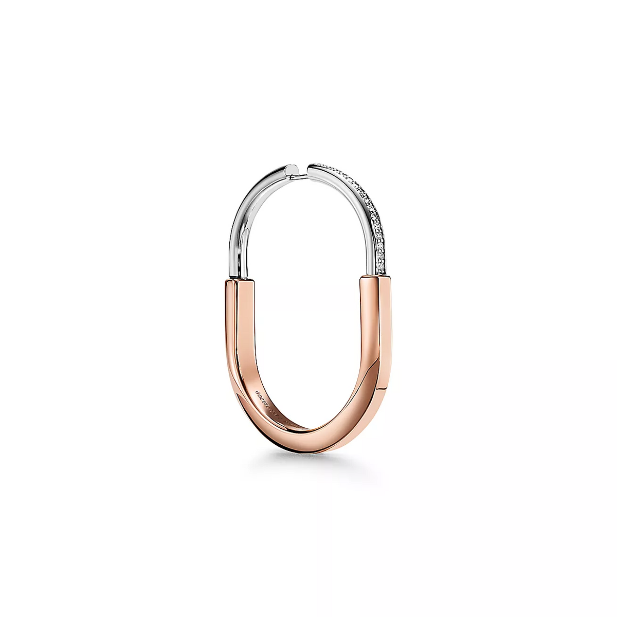 [Resenly Jewelry]LOCK EARRINGS ROSE AND WHITE GOLD DIAMONDS EXTRA LARGE
