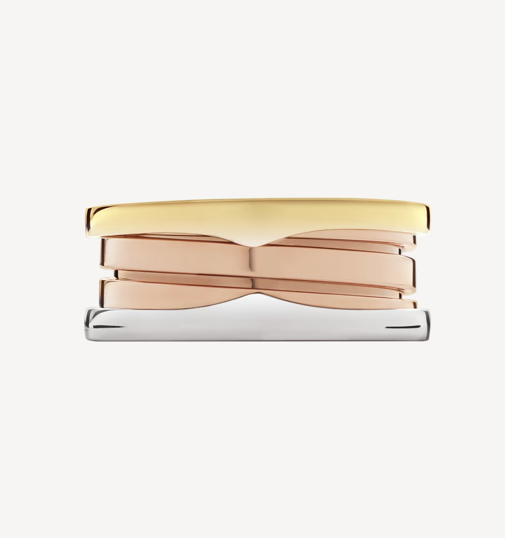 [Resenly Jewelry]ZERO 1 THREE-BAND ROSE WHITE AND YELLOW RING