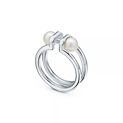 [Resenly Jewelry]ダブルパールシルバーリング