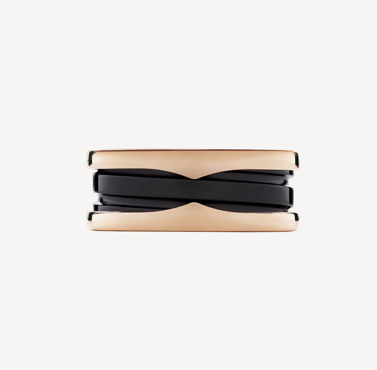 [Resenly Jewelry]ZERO 1 TWO-BAND LOOPS AND BLACK CERAMIC PINK GOLD RING