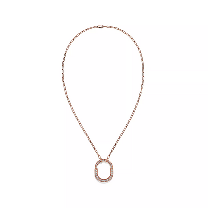 [Resenly Jewelry] ロックネックレス ミディアムペンダント ピンクゴールド パヴェダイヤモンド