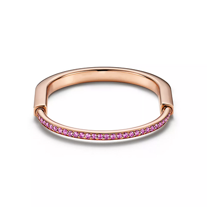 [Resenly Jewelry]LOCK BRACELET ROSE DIAMOND PINK GOLD