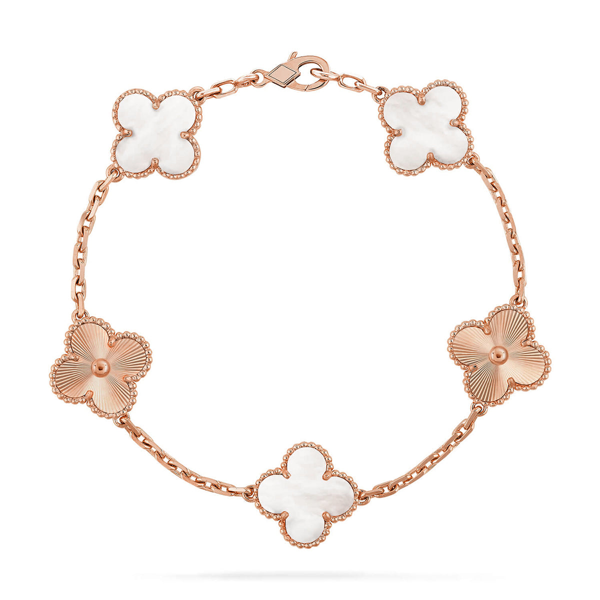 [Resenly Jewelry]CLOVER WHITE PEARL MOP 5 MOTIF BRACELET COLLECTION
