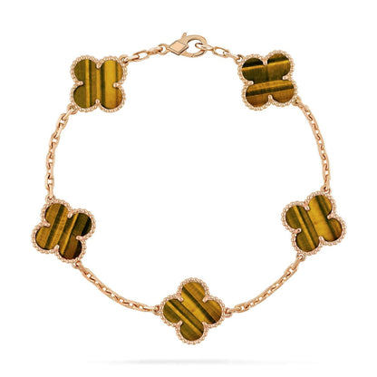 [Resenly Jewelry] クローバー 5モチーフ タイガーアイ ブレスレットコレクション