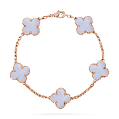 [Resenly Jewelry] クローバー 5モチーフ パープルカルセドニー ブレスレット コレクション