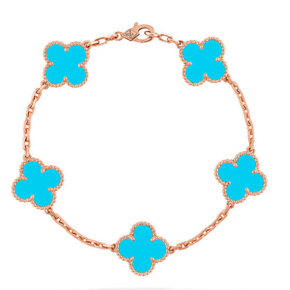 [Resenly Jewelry] CLOVER 5 MOTIF TURQUOISE BRACELET COLLECTION