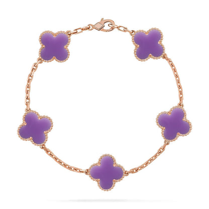 [Resenly Jewelry]CLOVER 5 MOTIF LIGHT PURPLE BRACELET COLLECTION