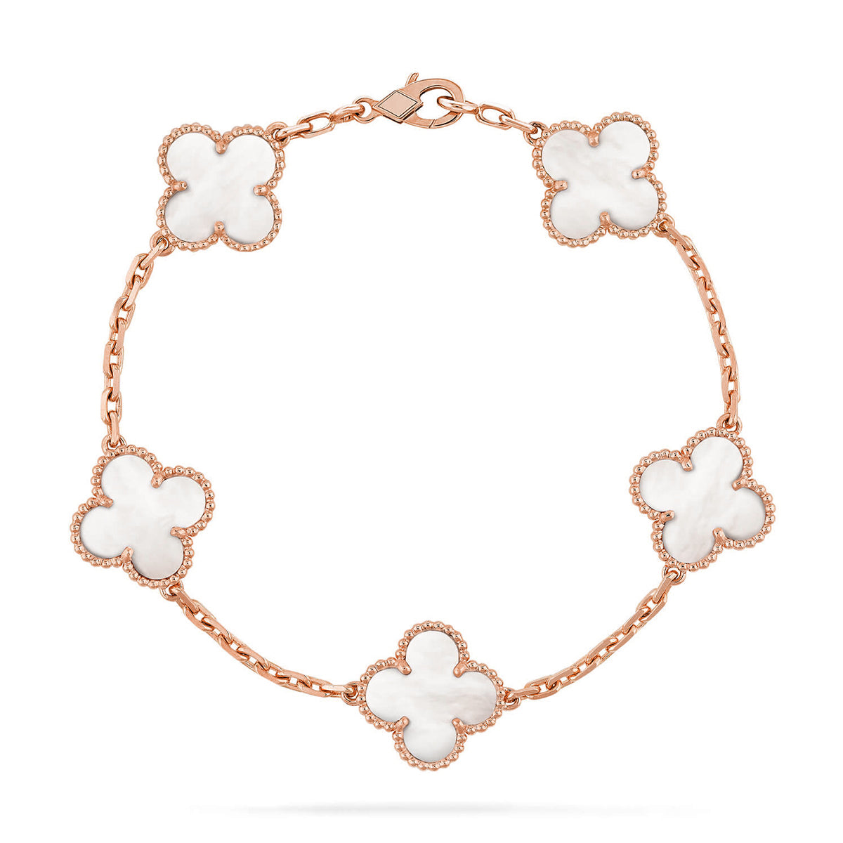 [Resenly Jewelry]CLOVER WHITE PEARL MOP 5 MOTIF BRACELET COLLECTION