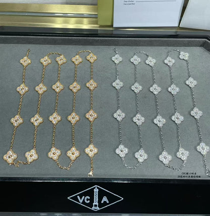 [Resenly Jewelry]CLOVER 20 MOTIFS FULL-DIAMOND NECKLACE