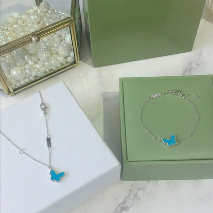 [Resenly Jewelry]バタフライ ターコイズ バタフライ ブレスレット シルバー