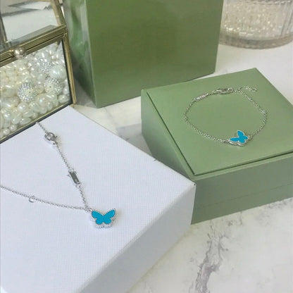 [Resenly Jewelry]バタフライ ターコイズ バタフライ ブレスレット シルバー