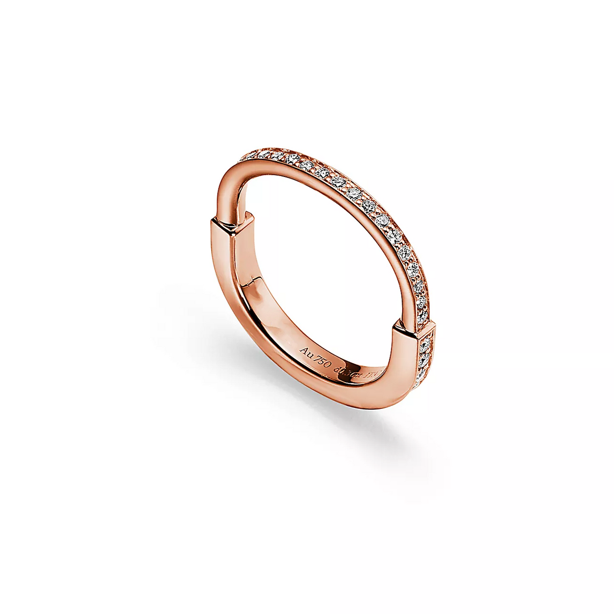 [Resenly Jewelry]LOCK RING PINK GOLD DIAMOND PAVED