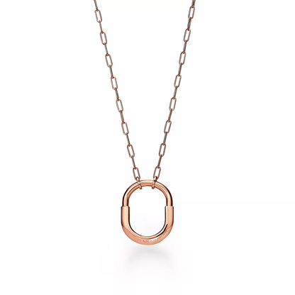 [Resenly Jewelry] ロックネックレス ミディアムペンダント ピンクゴールド パヴェダイヤモンド