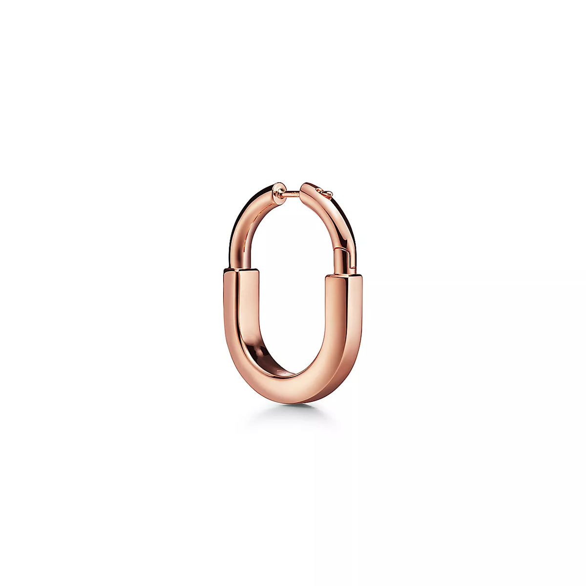 [Resenly Jewelry]LOCK MEDIUM PINK DIAMOND PINK GOLD EARRINGS