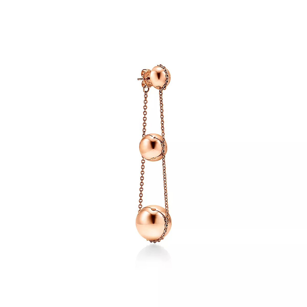 [Resenly Jewelry]TRIPLE DROP PINK GOLD EARRINGS
