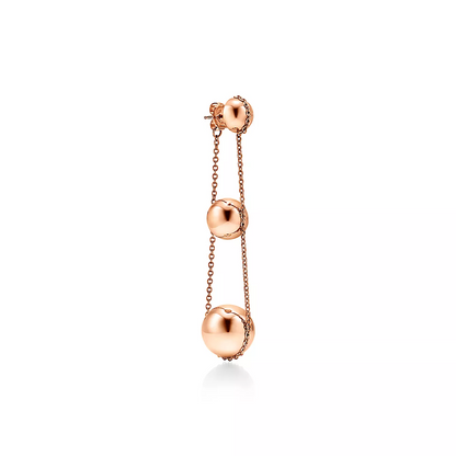 [Resenly Jewelry]TRIPLE DROP PINK GOLD EARRINGS
