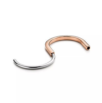 [Resenly Jewelry]LOCK BRACELET ROSE AND WHITE GOLD