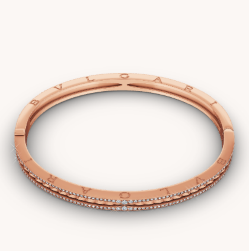 [Resenly Jewelry]ZERO 1 SPIRAL AND PAVED DIAMOND PINK GOLD BRACELET