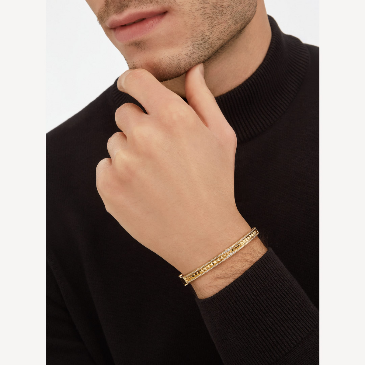[Resenly Jewelry] ゼロワン スパイラル パヴェダイヤモンド ゴールドブレスレット