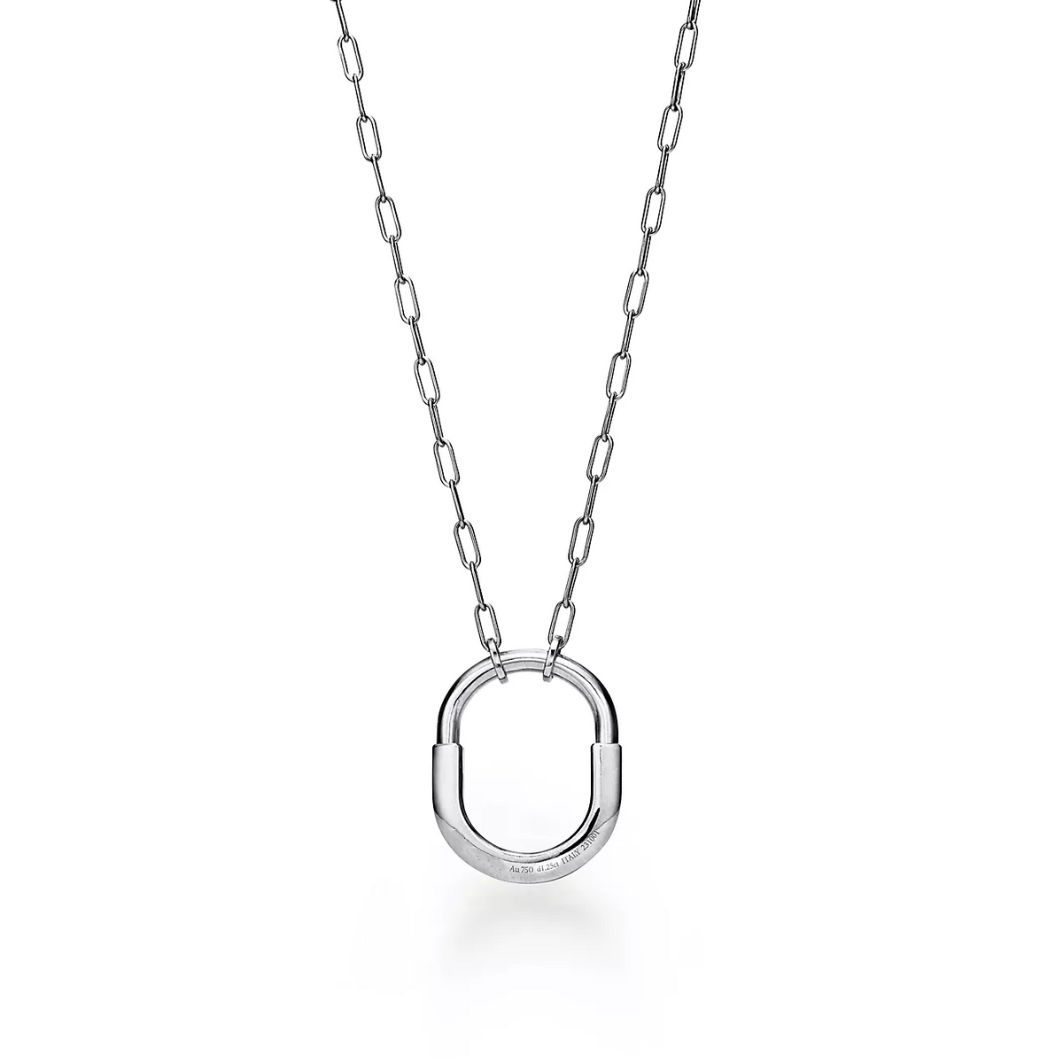 [Resenly Jewelry]LOCK NECKLACE MEDIUM PENDANT SILVER PAVED DIAMONDS