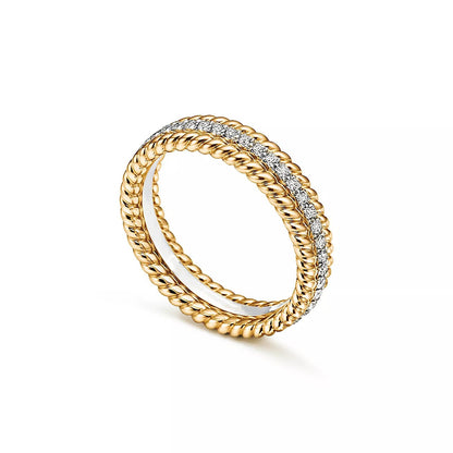 [Resenly Jewelry] ロープ 2連 ゴールド ダイヤモンドリング