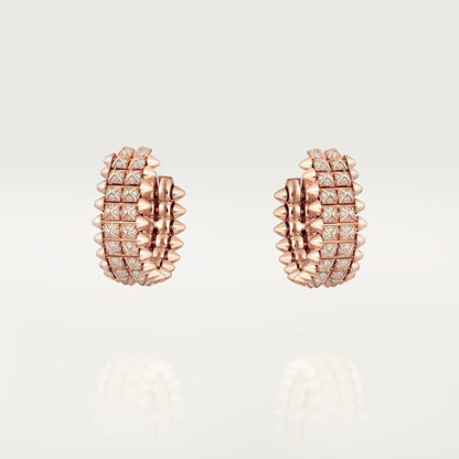 [Resenly Jewelry]CLASH 9.2MM FULL DIAMOND DOUBLE ROW EARRINGS