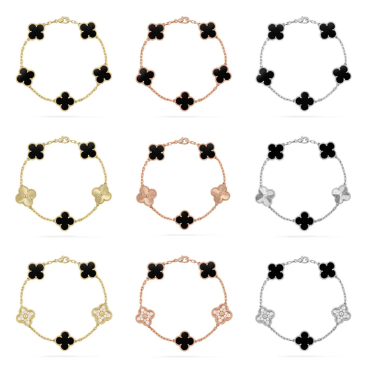 [Resenly Jewelry] CLOVER 5 MOTIF ONYXS BRACELET COLLECTION