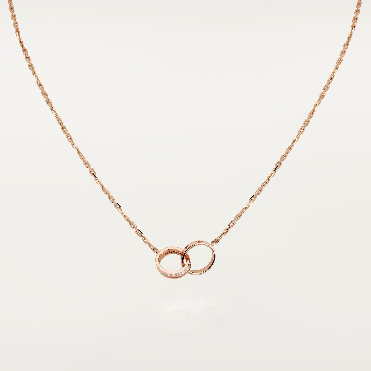 [Resenly Jewelry]LOVE DOUBLE RING HALF DIAMOND NECKLACE