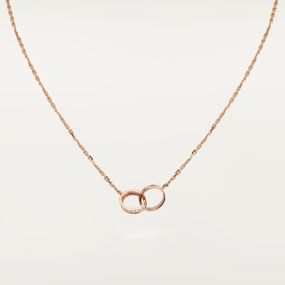 [Resenly Jewelry]LOVE DOUBLE RING HALF DIAMOND NECKLACE