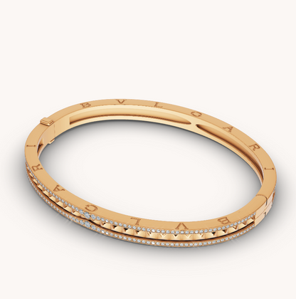 [Resenly Jewelry] ゼロワン スパイラル パヴェダイヤモンド ゴールドブレスレット