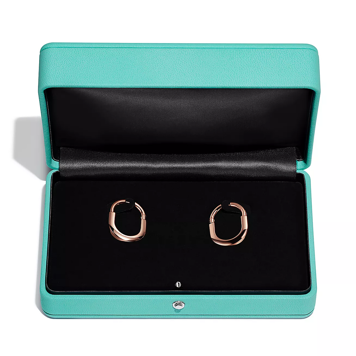[Resenly Jewelry]LOCK MEDIUM PINK DIAMOND PINK GOLD EARRINGS