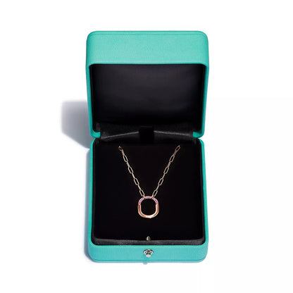 [Resenly Jewelry]LOCK SMALL PENDANT PINK DIAMOND PINK GOLD NECKLACE