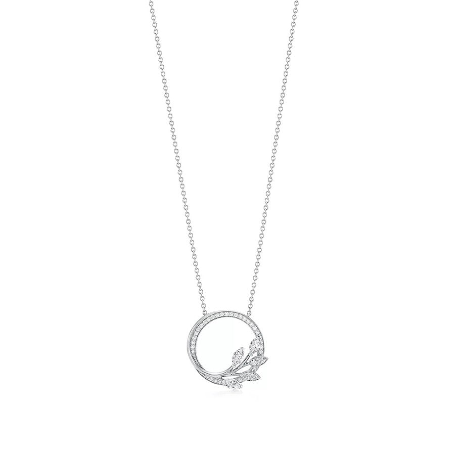 [Resenly Jewelry] ダイヤモンド ヴァイン サークル ペンダント プラチナ ネックレス