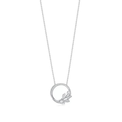 [Resenly Jewelry] ダイヤモンド ヴァイン サークル ペンダント プラチナ ネックレス