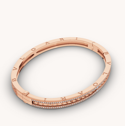 [Resenly Jewelry]ZERO 1 SPIRAL AND PAVED DIAMOND PINK GOLD BRACELET