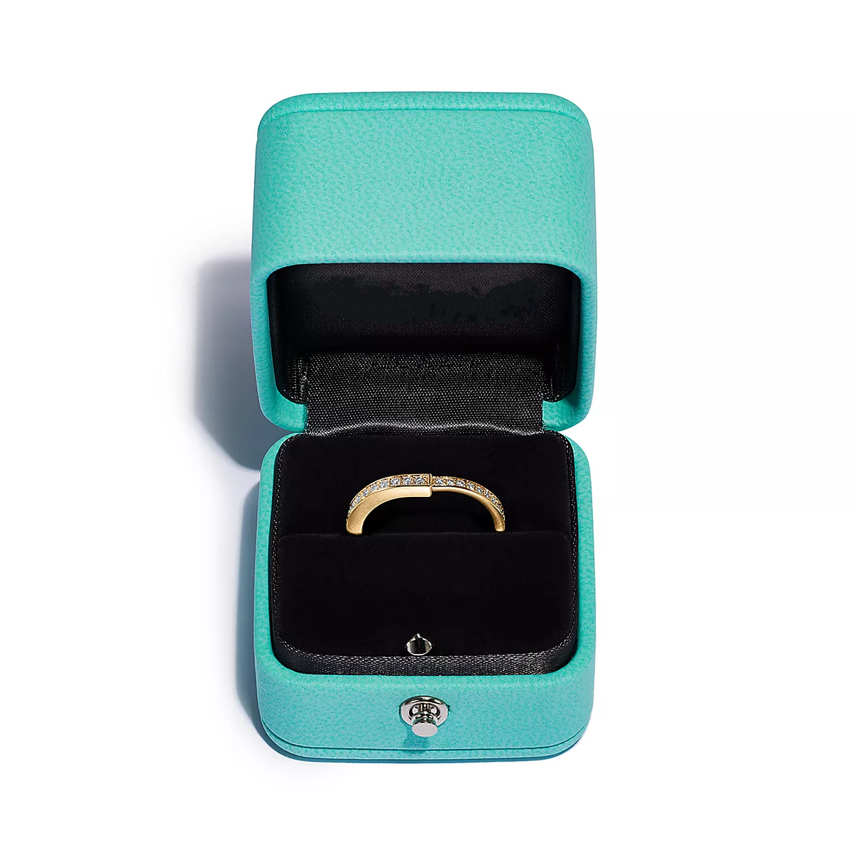 [Resenly Jewelry]LOCK RING GOLD DIAMOND PAVED