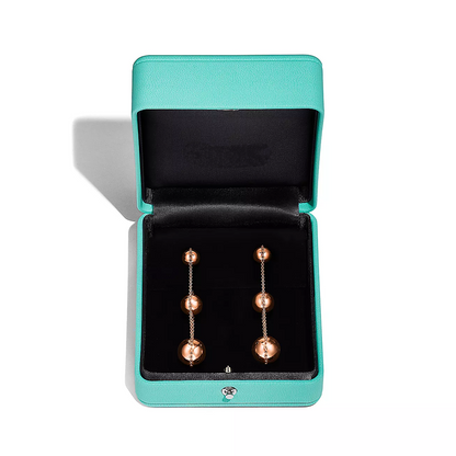 [Resenly Jewelry]TRIPLE DROP PINK GOLD EARRINGS