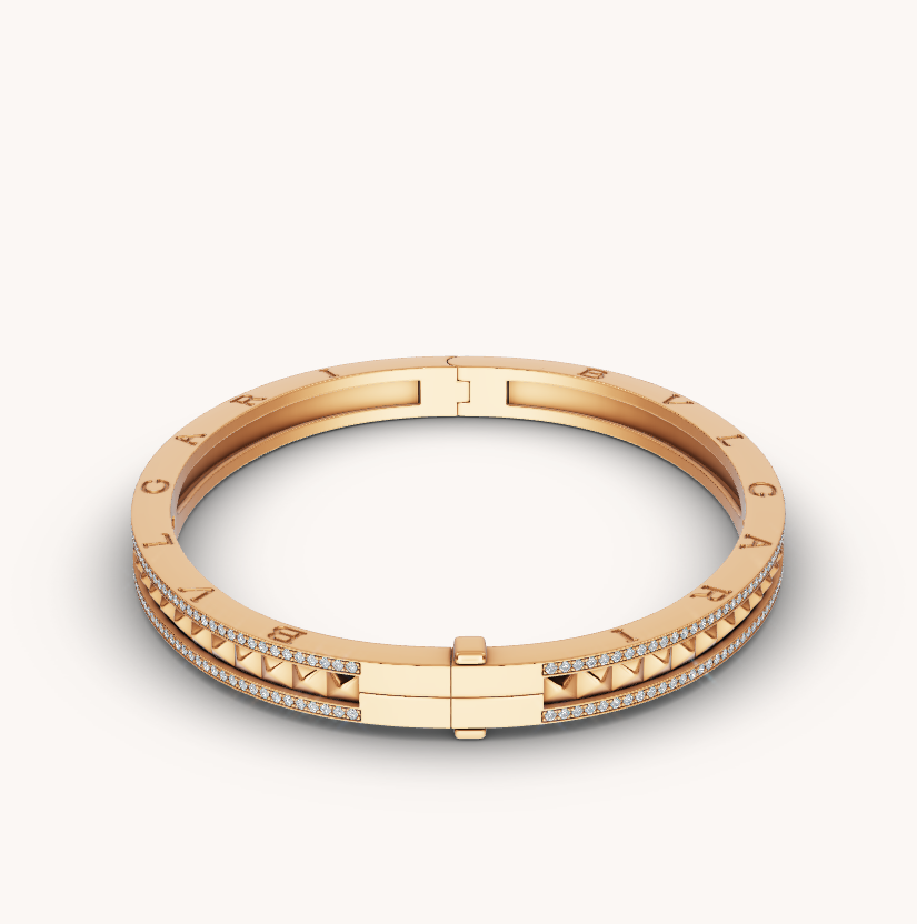 [Resenly Jewelry] ゼロワン スパイラル パヴェダイヤモンド ゴールドブレスレット