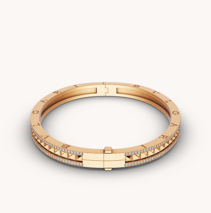 [Resenly Jewelry] ゼロワン スパイラル パヴェダイヤモンド ゴールドブレスレット