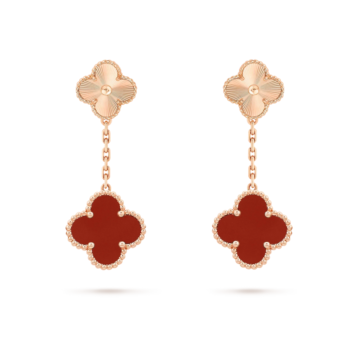 [Resenly Jewelry]クローバー 2モチーフ レーザーカーネリアンピアス