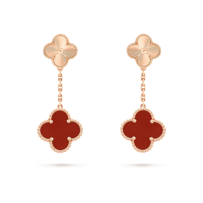 [Resenly Jewelry]クローバー 2モチーフ レーザーカーネリアンピアス
