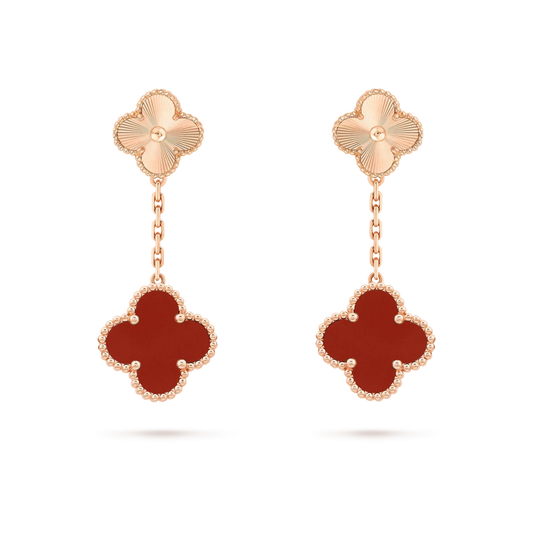 [Resenly Jewelry]CLOVER 2 MOTIF  LASER CARNELIAN EARRINGS