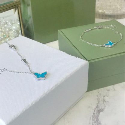 [Resenly Jewelry]バタフライ ターコイズ バタフライ ブレスレット シルバー