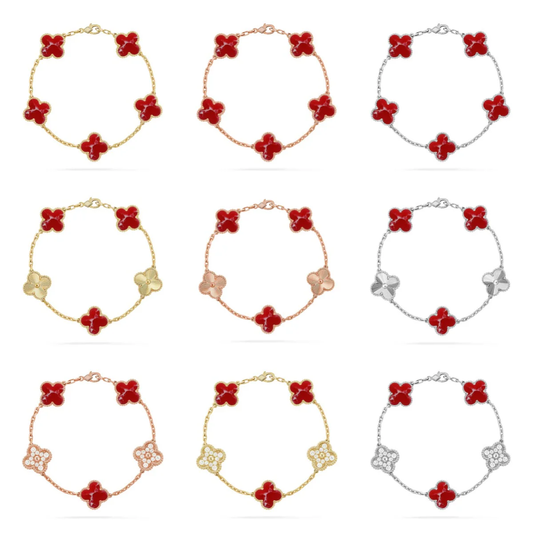 [Resenly Jewelry]CLOVER 5 MOTIF RED PATTERN BRACELET COLLECTION