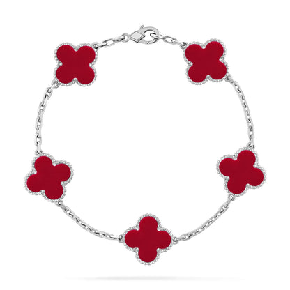 [Resenly Jewelry] CLOVER 5 MOTIF RED CORNELIAN BRACELET COLLECTION