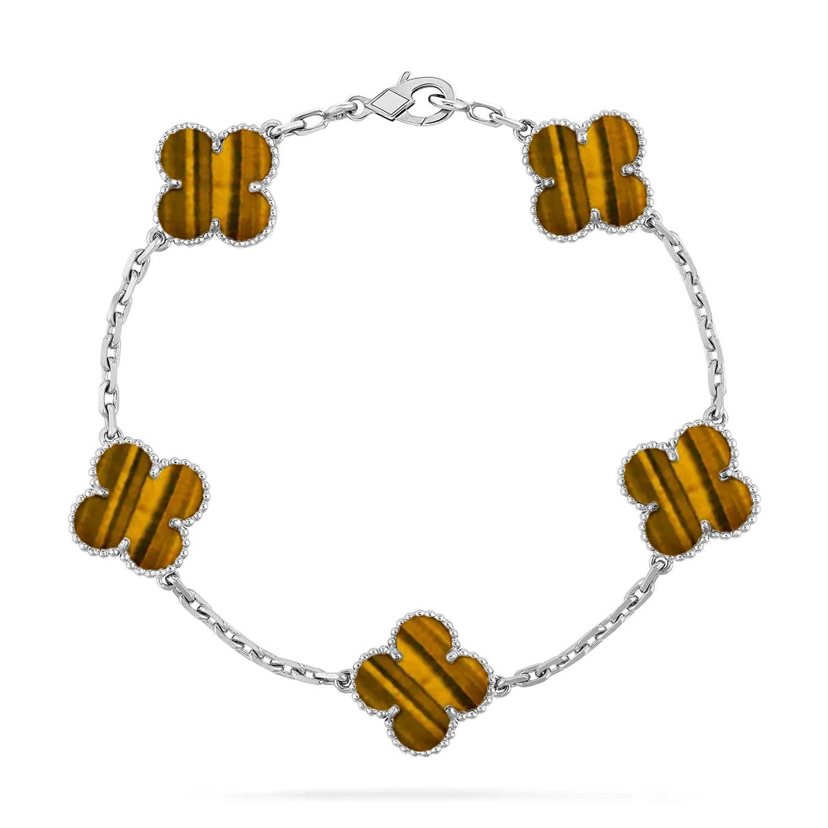 [Resenly Jewelry] クローバー 5モチーフ タイガーアイ ブレスレットコレクション
