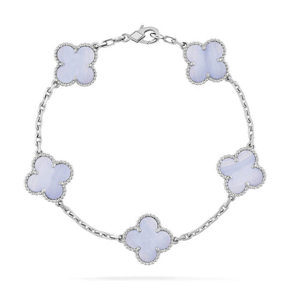 [Resenly Jewelry] クローバー 5モチーフ パープルカルセドニー ブレスレット コレクション