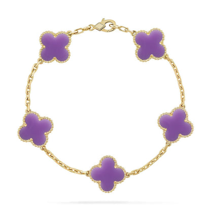 [Resenly Jewelry]CLOVER 5 MOTIF LIGHT PURPLE BRACELET COLLECTION